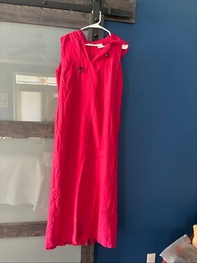 Willi Smith Sleeveless Hot Pink Maxi Dress with Hood